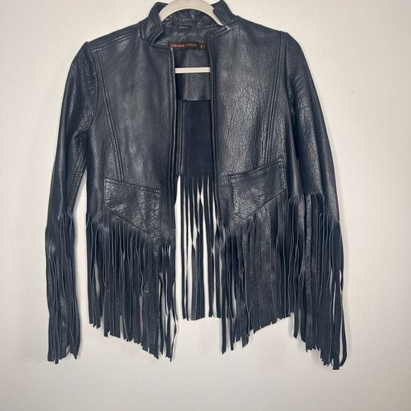 Topshop X Kate Moss Fringe leather Moto Jacket - Picture 6 of 9
